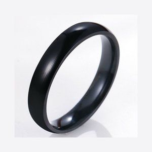 Black Stainless Steel 4mm Ring Men Women Unisex